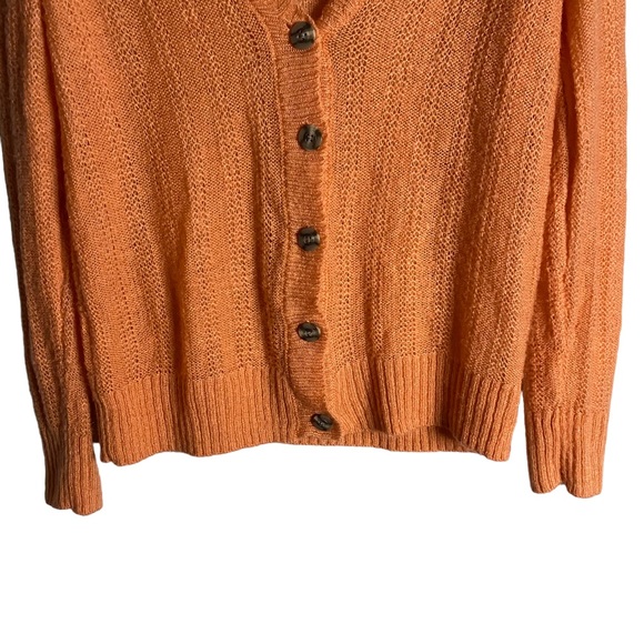 Sonoma Women's Orange Button-Down Knit Cardigan - Picture 3 of 9